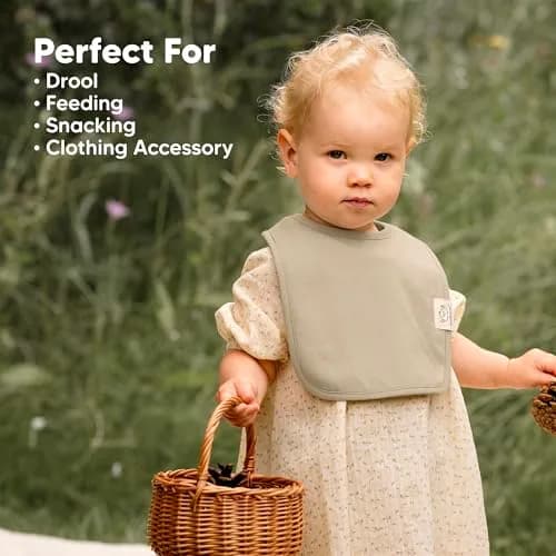 KeaBabies Organic Baby Bibs 8-Pack Dew | Ultra-Absorbent Cotton, Adjustable Nickel-Free Snaps thumbnail 8