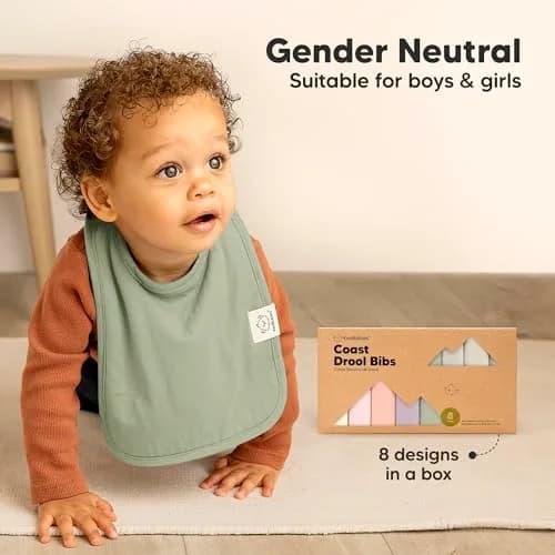 KeaBabies Organic Baby Bibs 8-Pack Dew | Ultra-Absorbent Cotton, Adjustable Nickel-Free Snaps thumbnail 9