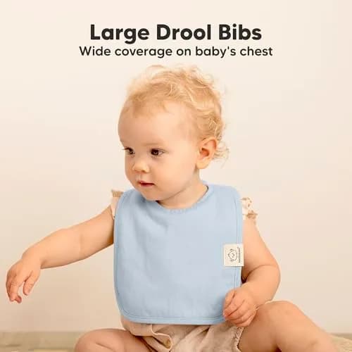 KeaBabies Organic Baby Bibs 8-Pack Dew | Ultra-Absorbent Cotton, Adjustable Nickel-Free Snaps thumbnail 3