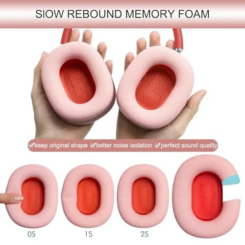 GEVO Pink Replacement Ear Cushions for AirPods Max 1 & 2 Headphones | Memory Foam & Magnetic Attachment thumbnail 5