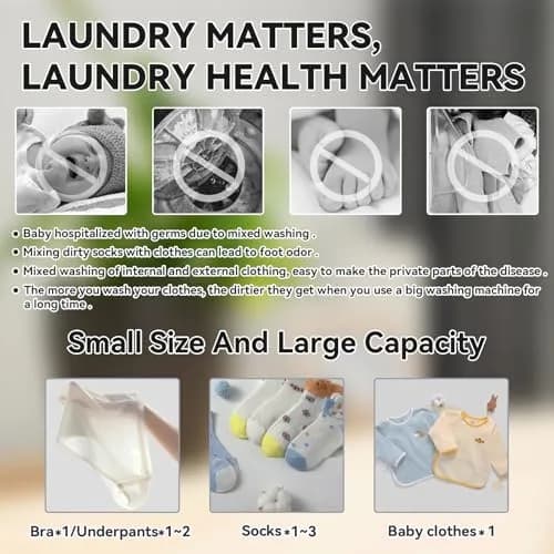 SUNHAIXIA Portable Mini Washing Machine | 1L Purple Washer | Compact Deep Cleans Underwear, Baby Clothes, Small Laundry thumbnail 2
