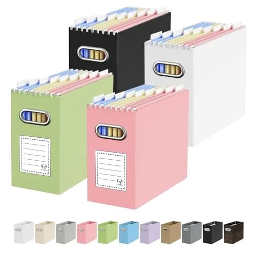 Oterri Heavy-Duty Corrugated File Box with Handle for Letter-Size Files, 4-Pack, 33.7 cm (13.3 in) | Reinforced Cardboard for Office & Home Organization thumbnail 1