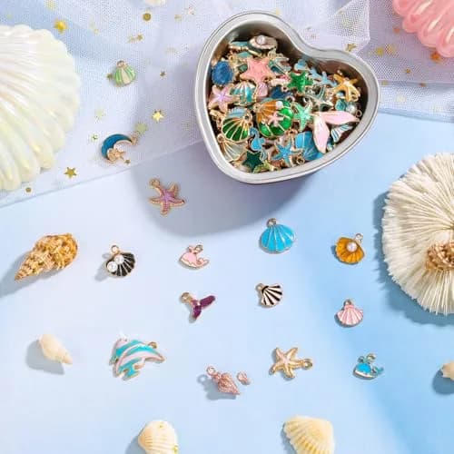 Acejoz 150 Pcs Ocean Beach Sea Charms for Jewelry Making and Crafting | Assorted Summer Sea Shells thumbnail 4
