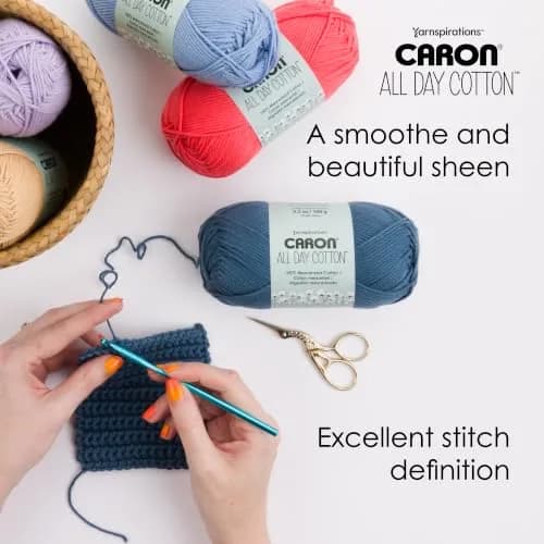 Caron All Day Cotton Yarn for Crocheting 100g/3.5oz | Soft Mercerized Cotton for All Projects thumbnail 5