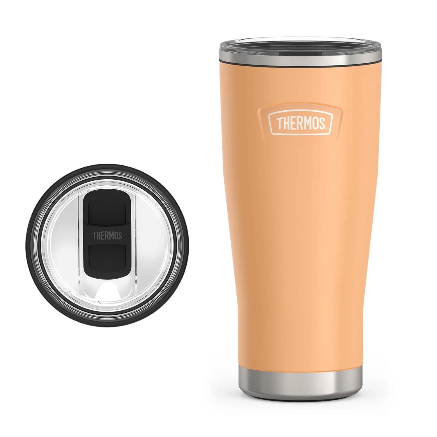 THERMOS Icon Series 24oz (680ml) Stainless Steel Tumbler with Slide Lock Lid | Griptec™ Non-Slip Base — Melon / 24 Ounces