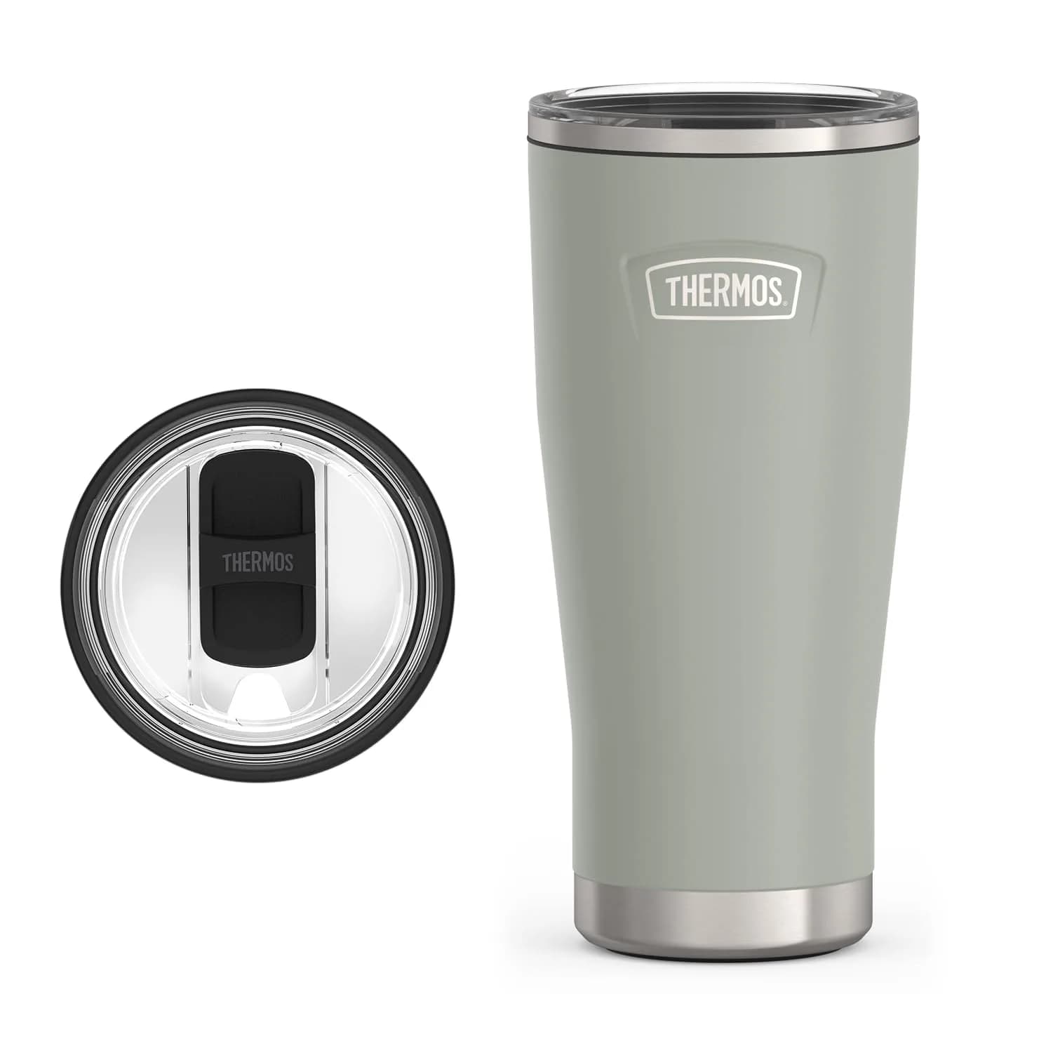 THERMOS Icon Series 24oz (680ml) Stainless Steel Tumbler with Slide Lock Lid | Griptec™ Non-Slip Base — River Rock / 24 Ounces