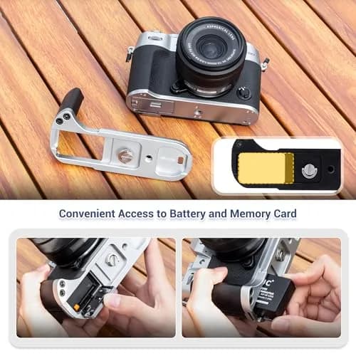 JJC Metal Hand Grip L-Shape Handle for Fujifilm X-T50 Camera, Silver | Arca Swiss Quick Release Base & 1/4''-20 Tripod Hole thumbnail 3