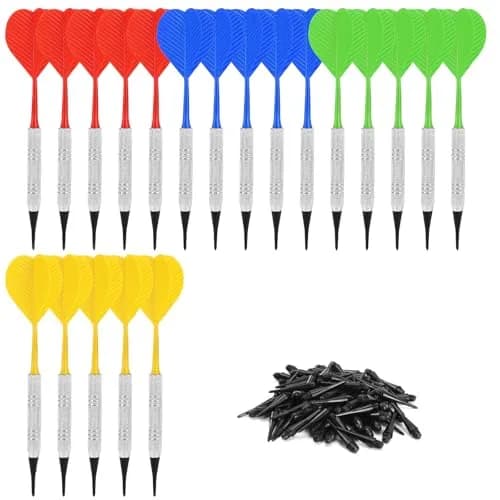 Accmor Black 20 Pack Soft Tip Darts Set with 100 Extra 2BA Tips | 14.8cm (5.8 inch) Darts for Electronic Dartboards thumbnail 1