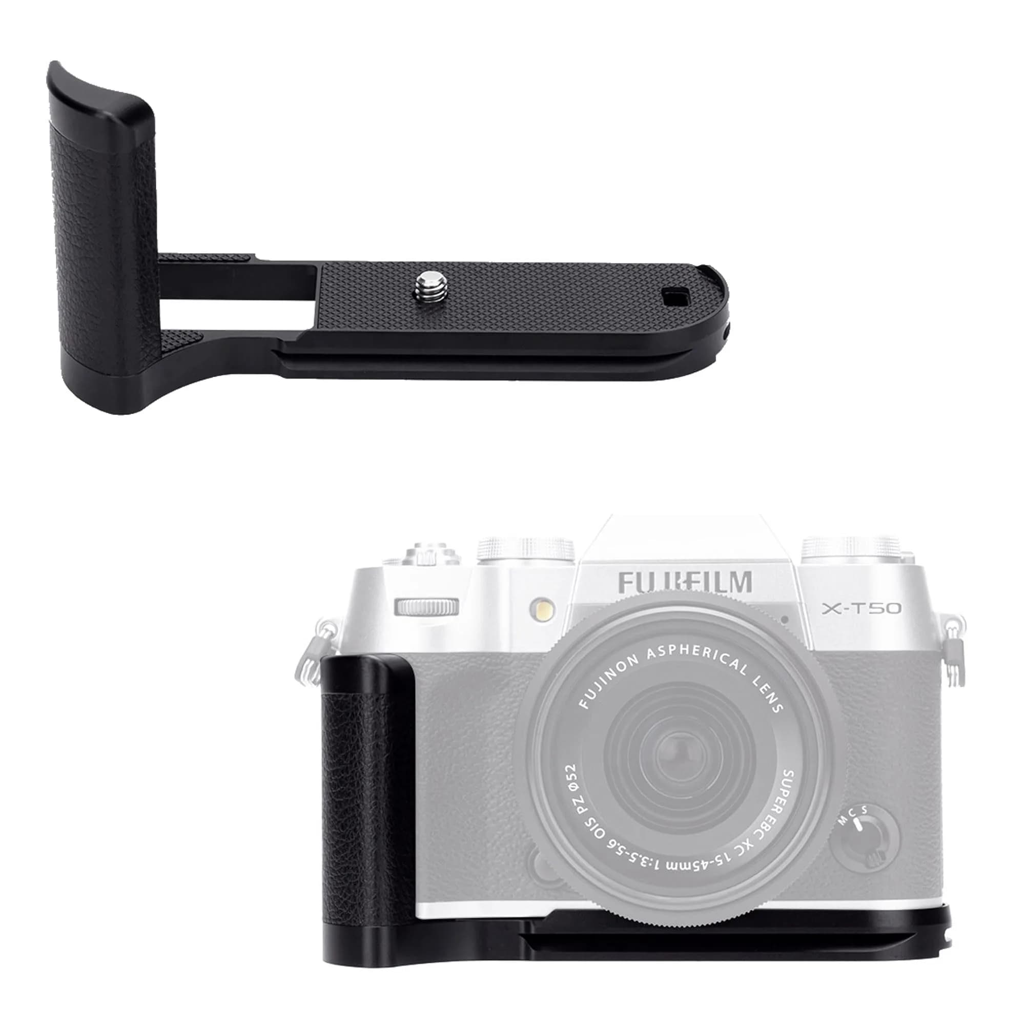 JJC Metal Hand Grip L-Shape Handle for Fujifilm X-T50 Camera, Black | Arca Swiss Quick Release Base & 1/4''-20 Tripod Hole - main product image