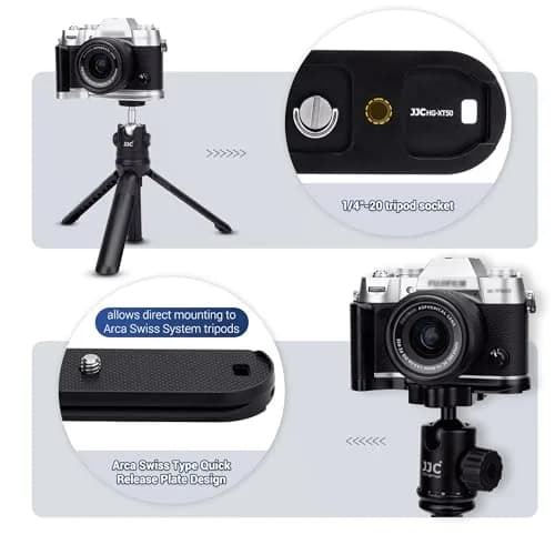 JJC Metal Hand Grip L-Shape Handle for Fujifilm X-T50 Camera, Black | Arca Swiss Quick Release Base & 1/4''-20 Tripod Hole thumbnail 5