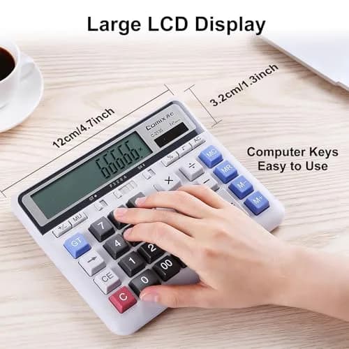Comix Desktop Calculator 12 Digits White | Large LCD, Office & Home Use thumbnail 5