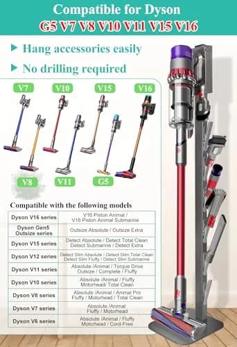 Haturi Freestanding Vacuum Stand for Dyson Cordless Stick Vacuums | 175 cm (69 inches) Tall thumbnail 2