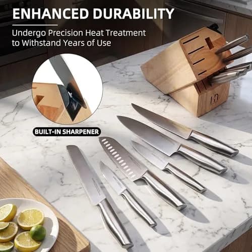 KnifeSaga 14 Pcs Knife Set with Block, Premium, Razor Sharp, Japanese Steel | 14-Piece Kitchen Knife Collection thumbnail 5