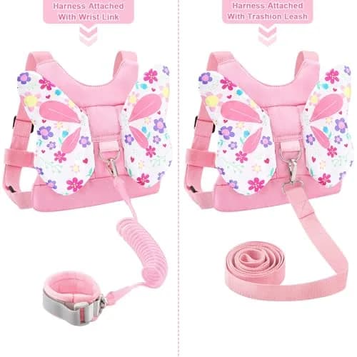 Accmor Toddler Harness Leash, Cute Butterfly Kids Leash + Anti Lost Wrist Link for Outdoor Travel, Adorable Child Walking Harness Wristband Assistant Strap Belt Keep Kids Close for Baby Boys Girls thumbnail 4