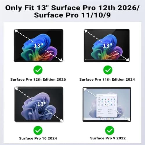 MoKo Blue Hybrid Protective Case for 13" Microsoft Surface Pro 12th 2026, Surface Pro 11/10/9 | Shockproof Kickstand Hand Strap thumbnail 2