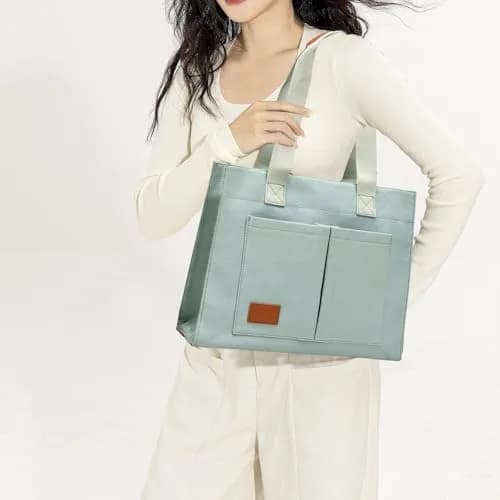 Barsine Canvas Laptop Tote Bag for Women | Fits 15.6" Laptop & Travel Ready thumbnail 2