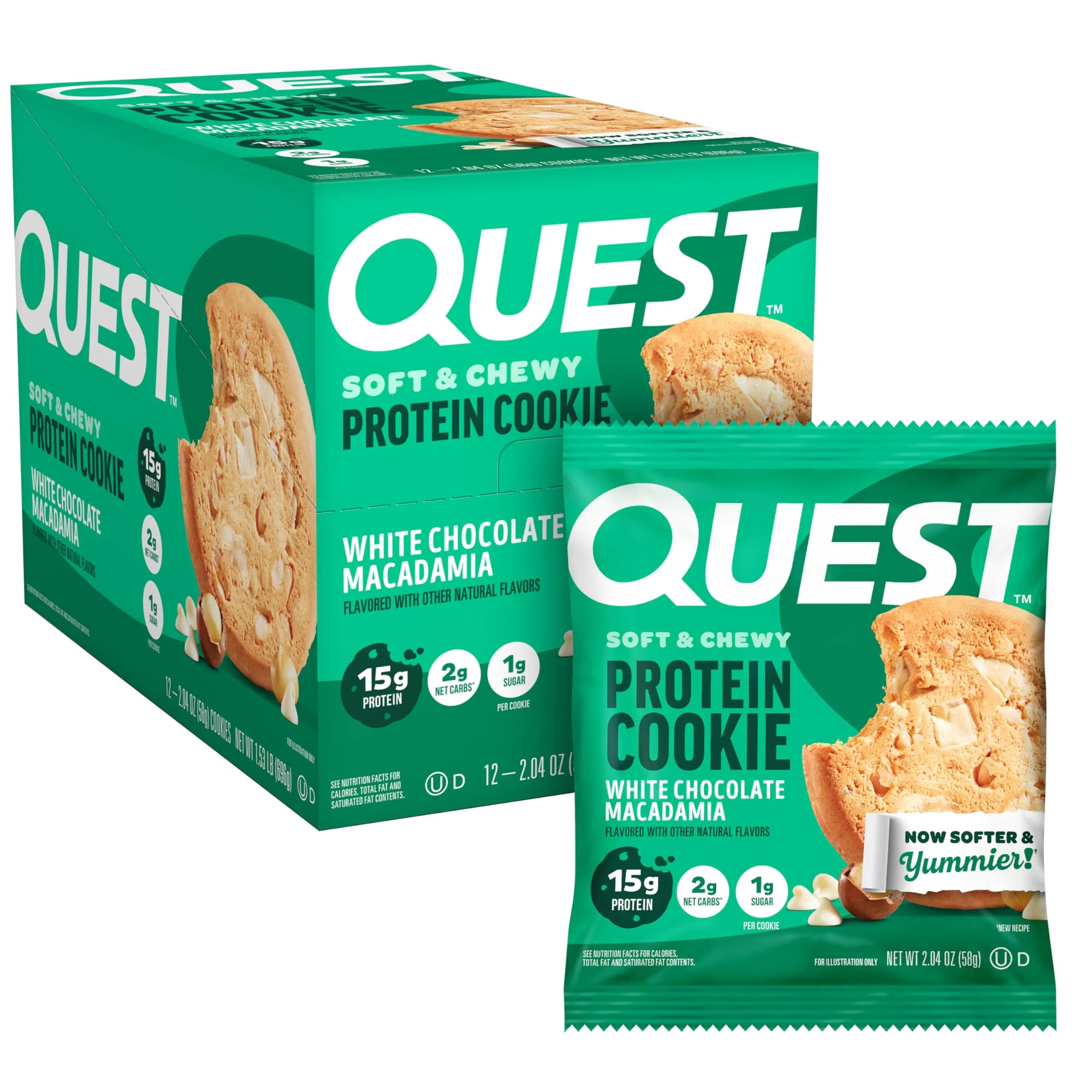 Quest Nutrition White Chocolate Macadamia Protein Cookie 12 Count | Soft & Yummy with 15g Protein - main product image