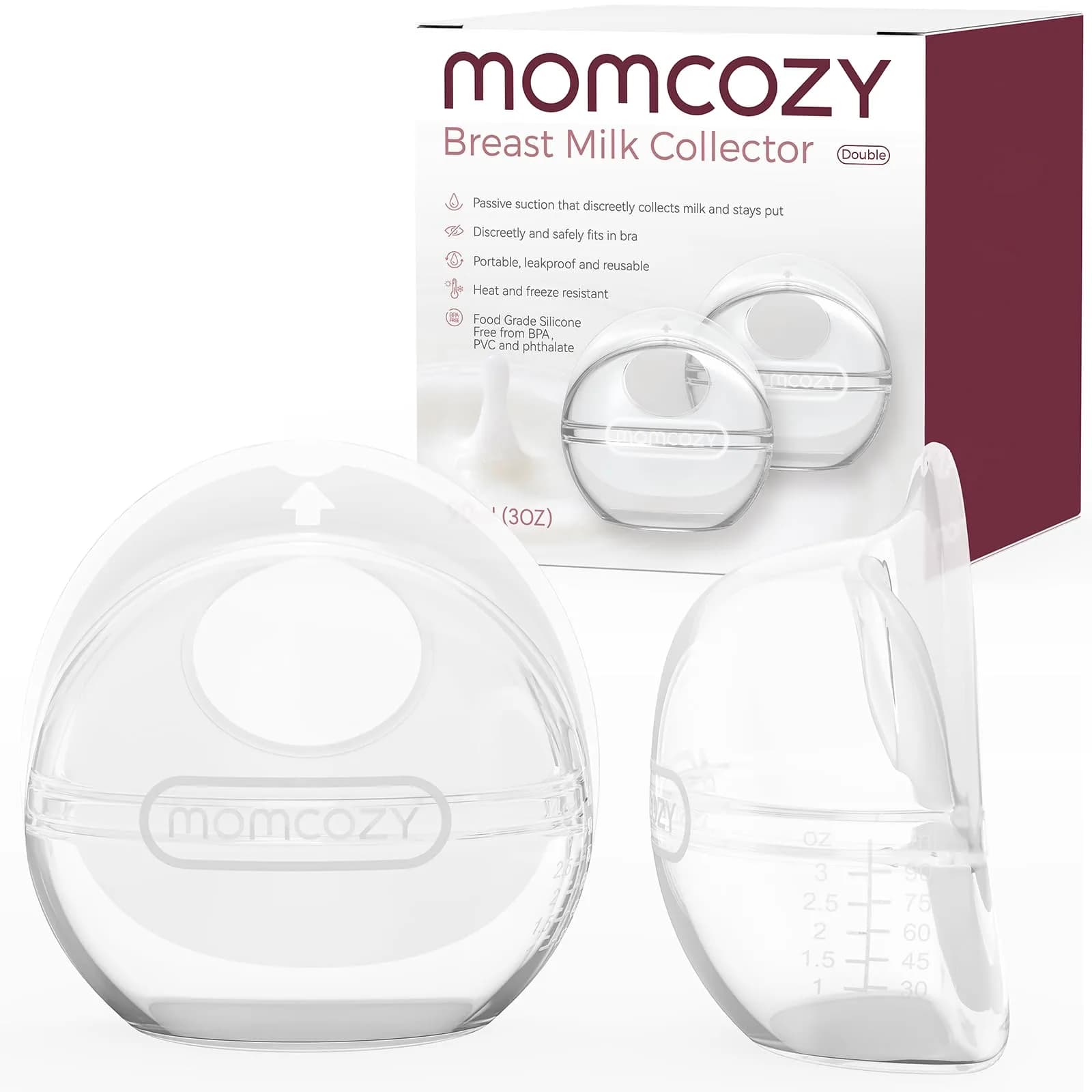 Momcozy Discreet Comfort Collector 1 oz (30 ml) | Passive Milk Catcher for Nursing Bras — 3 oz