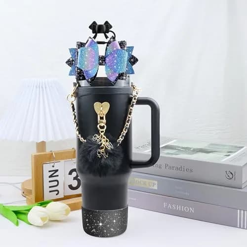 SEMATA Bling Bow Tumbler Accessories for Stanley Cup 30 40oz | Silicone Bow Cover & Charms thumbnail 5