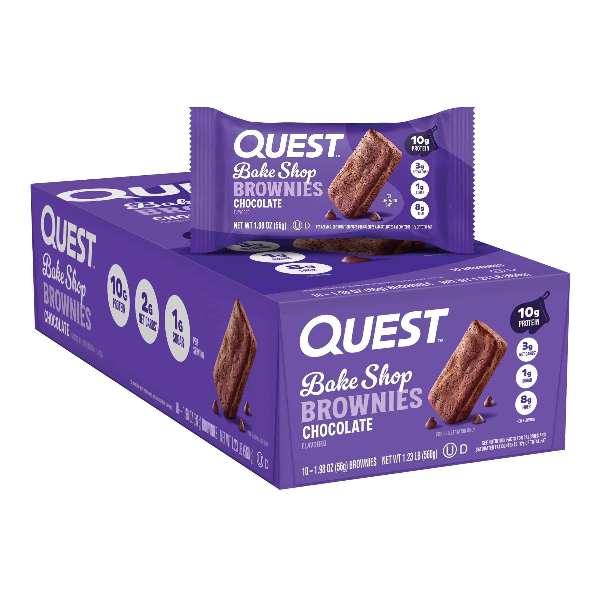 Quest Chocolate Brownie Protein Snack 10 Count | 10g Protein, 2g Net Carbs - main product image