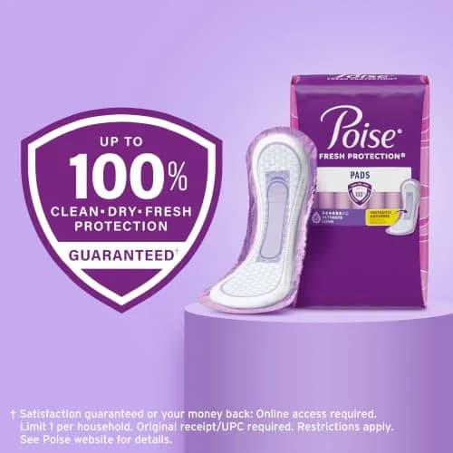 Poise Incontinence Pads for Women, Ultimate Absorbency, Long Length, 42 ct | 12 Hours Protection thumbnail 7