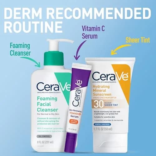 CeraVe Tinted Sunscreen for Face, Mineral SPF 30 Moisturizer, Deep, 50ml (1.7 Fl Oz) | Broad Spectrum Protection thumbnail 6