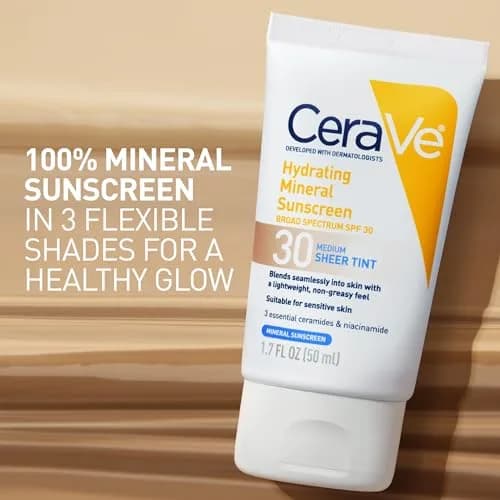 CeraVe Tinted Sunscreen for Face, Mineral SPF 30 Moisturizer, Deep, 50ml (1.7 Fl Oz) | Broad Spectrum Protection thumbnail 2