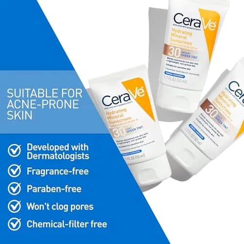 CeraVe Tinted Sunscreen for Face, Mineral SPF 30 Moisturizer, Deep, 50ml (1.7 Fl Oz) | Broad Spectrum Protection thumbnail 4