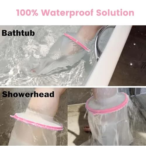 CIVJET Waterproof Cast Cover for Shower Leg, Short Leg, Pink | Medical Grade Protection for Foot and Ankle thumbnail 6