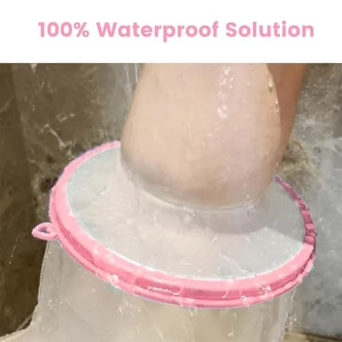 CIVJET Waterproof Cast Cover for Shower Leg, Short Leg, Pink | Medical Grade Protection for Foot and Ankle thumbnail 2