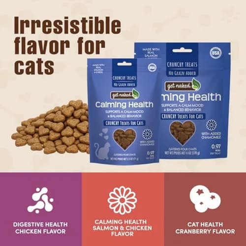 Get Naked Cat Calming Treats Salmon & Cheese Flavor, Crunchy, Calming Health, 6 oz (170 g) Bag | Functional Ingredients for Cat Anxiety Relief thumbnail 6