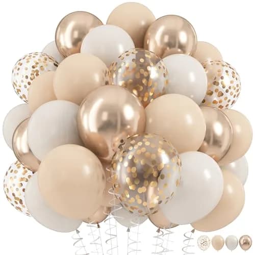 HILAVO Beige Champagne Gold Balloon Set 60Pcs 12 Inch | Assorted Colors Balloon for Party Planners thumbnail 1
