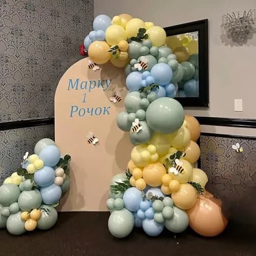 HILAVO Blue and Green Balloons Sage Green Dusty Blue Yellow White Sand Balloons 60 Pieces (12 Inch) | Assorted Colors Party Pack thumbnail 6