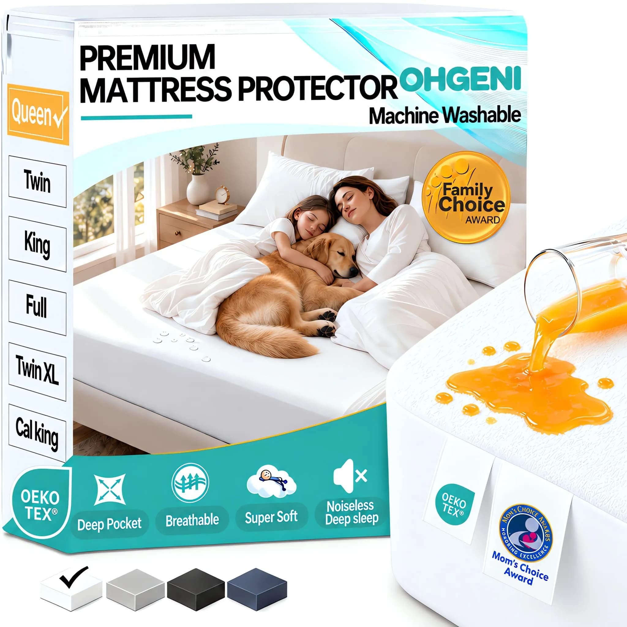 OhGeni Waterproof Mattress Protector Queen Size 6-18" | Noiseless & Breathable - main product image