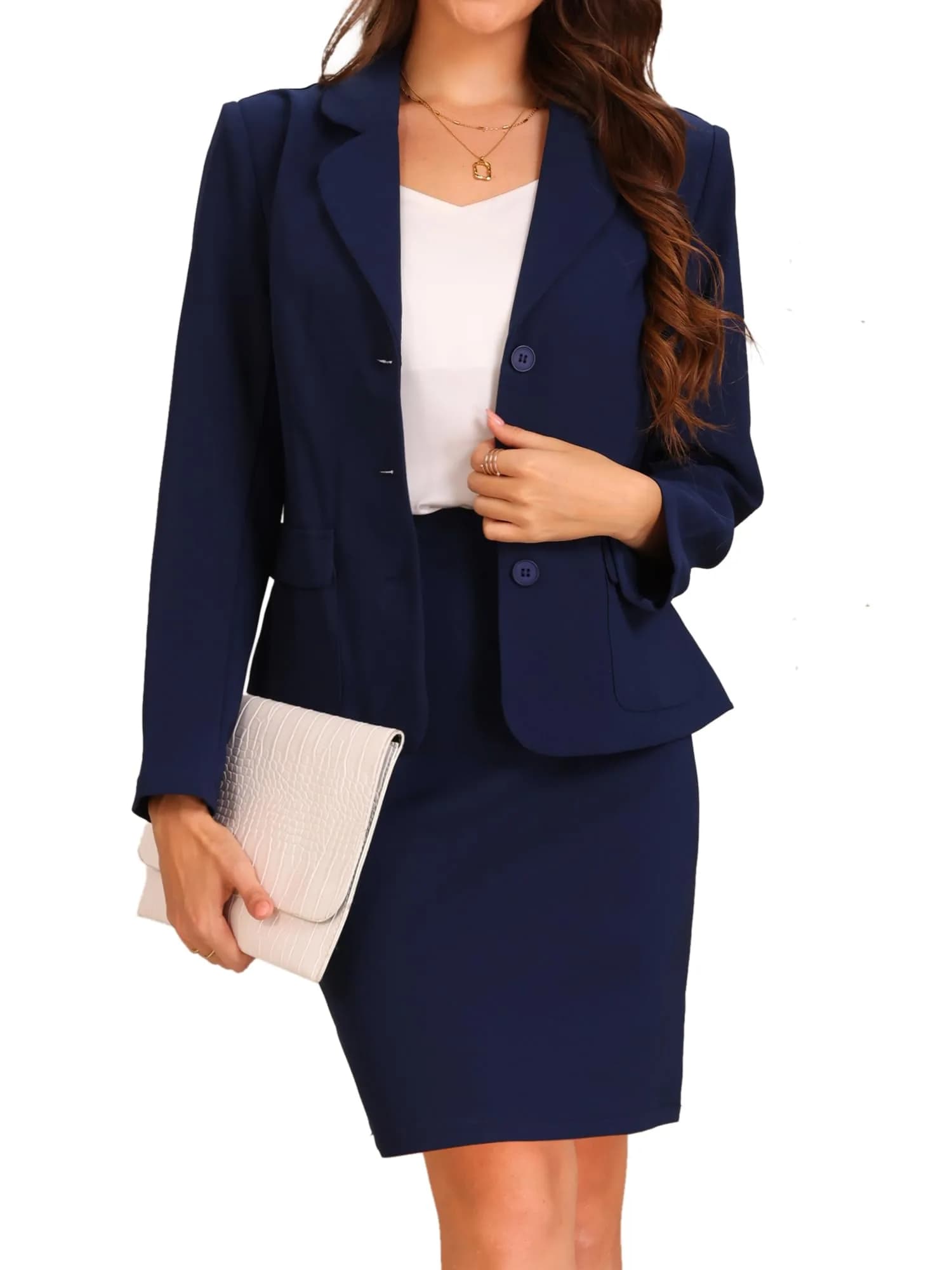 Allegra K Women 2 Piece Skirt Set Suit Business Blazer and Pencil Skirt | Formal Office Wear for Women - main product image