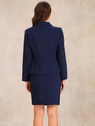 Allegra K Women 2 Piece Skirt Set Suit Business Blazer and Pencil Skirt | Formal Office Wear for Women thumbnail 4