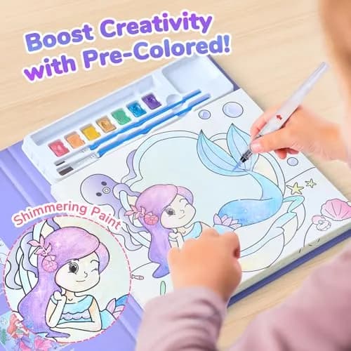 JoyCat Paint with Water Coloring Books for Toddlers (Underwater World) 22.1 cm x 24.4 cm x 1.7 cm | Mess-Free Toddler Art Activity thumbnail 4