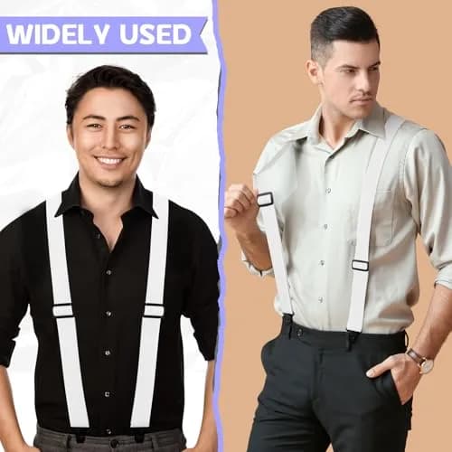 Janmercy Men's Hidden X-Back Suspenders | 120 cm (47.24 Inches) White Polyester thumbnail 5
