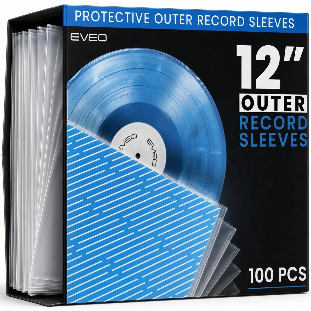 EVEO Crystal Clear Outer Vinyl Record Sleeves 3 Mil 32.9cm (12.75") | Archival Standard Protection for LPs - main product image