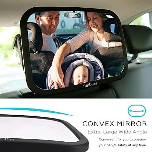 funbliss Baby Car Mirror for Rear Facing Seat | Clear Wide View, 360° Rotation, Shatterproof Acrylic thumbnail 5