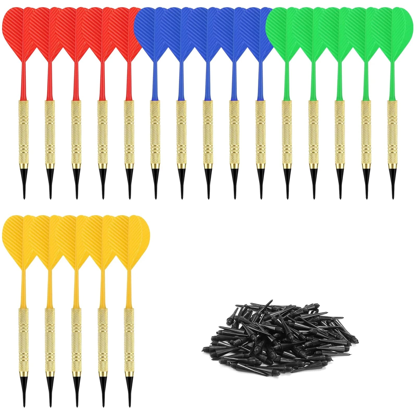 Accmor 20 Pack Soft Tip Darts Set with 100 Extra 2BA Tips | Gold Color, 13g Weight