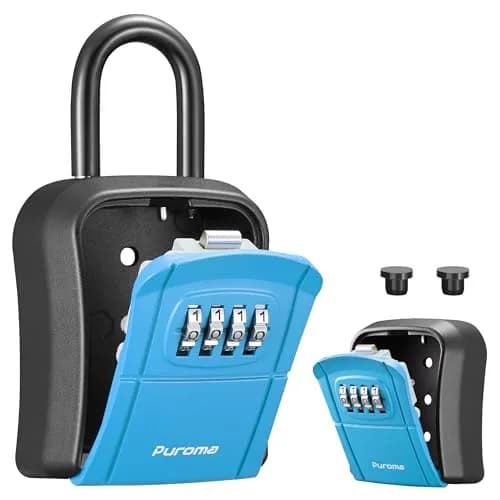 Puroma Blue Key Lock Box with 4-Digit Combination | 15.6 cm (6.14 in) Length thumbnail 1