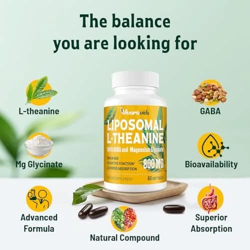 Vivaravida L-Theanine 800mg Supplement with GABA & Magnesium Glycinate | Sleep & Relaxation Support thumbnail 4