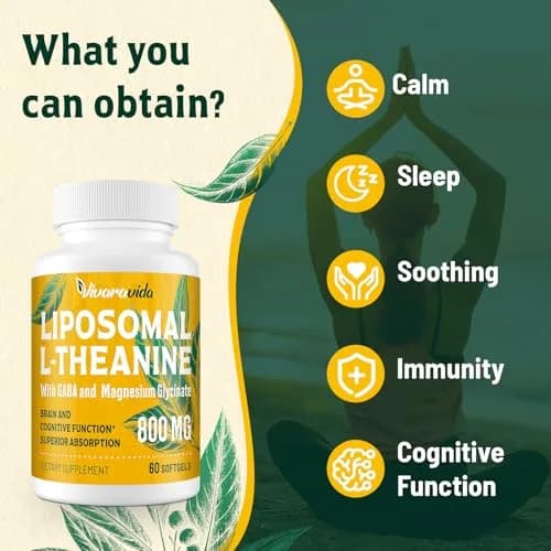 Vivaravida L-Theanine 800mg Supplement with GABA & Magnesium Glycinate | Sleep & Relaxation Support thumbnail 3