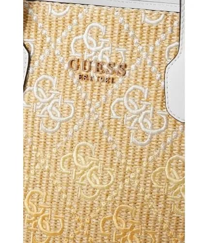 GUESS Silvana Raffia Tote | Modern Top-Handle Bag with Gold Hardware (13.25 in) thumbnail 4