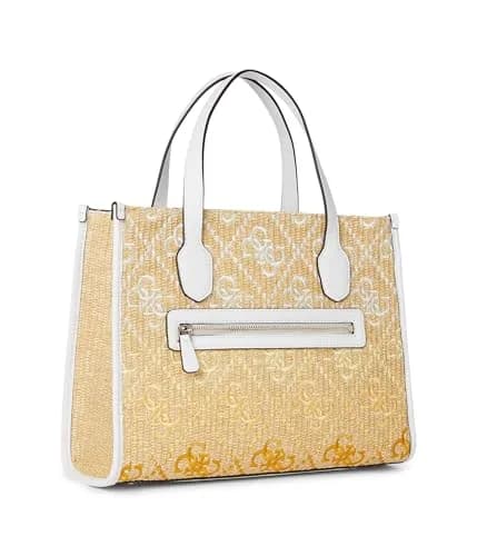GUESS Silvana Raffia Tote | Modern Top-Handle Bag with Gold Hardware (13.25 in) thumbnail 2