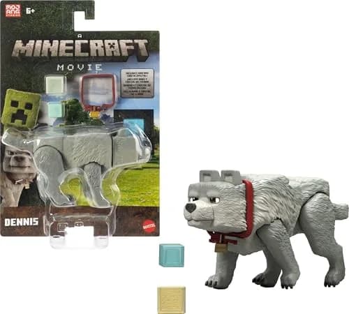 Mattel Minecraft Dennis The Wolf Action Figure 8.25 cm (3.25 inches) | Posable Collectible Toy thumbnail 1