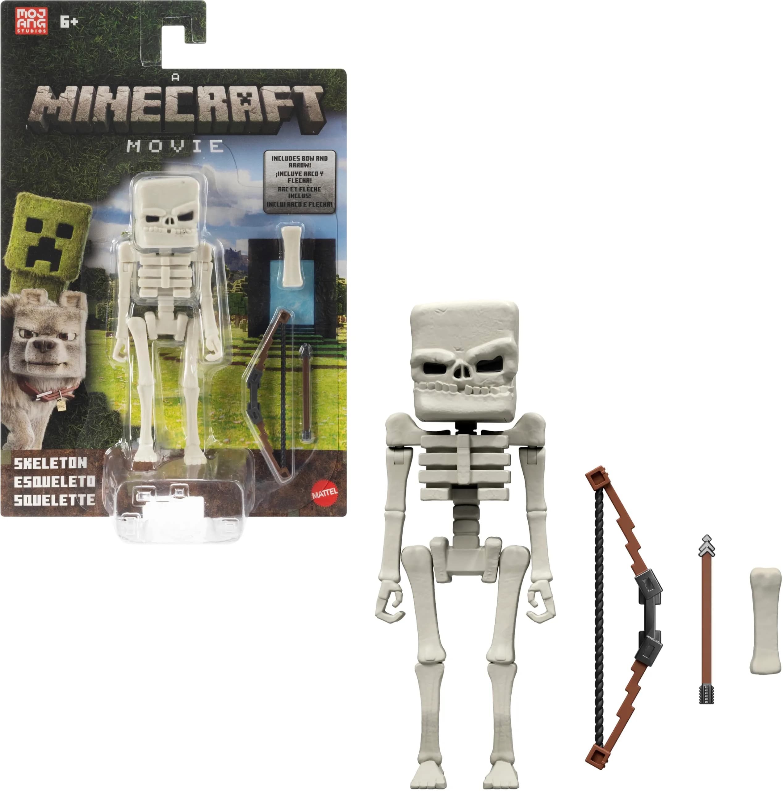 Mattel Minecraft Action Figure & Accessories Set (4 inches / 10.16 cm) | Authentic Movie Collectible — Skeleton