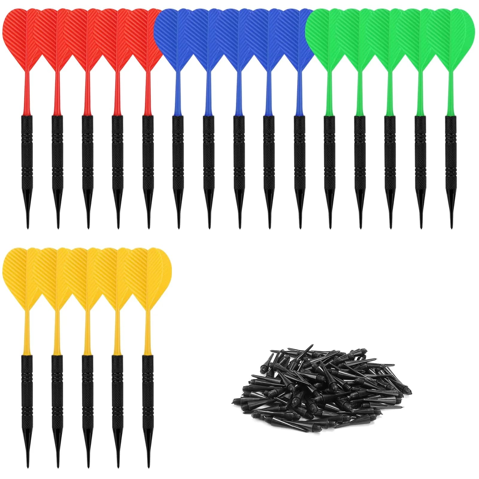 Accmor 20 Pack Soft Tip Darts Set with 100 Extra 2BA Tips | 14.8cm (5.8 inch) Total Length — black