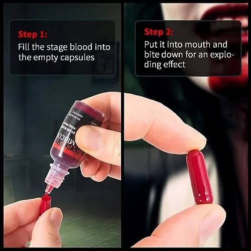 MEICOLY Edible Fake Blood with Capsules | 30ml (1.06 Fl Oz) Realistic Stage Blood for SFX Makeup thumbnail 5